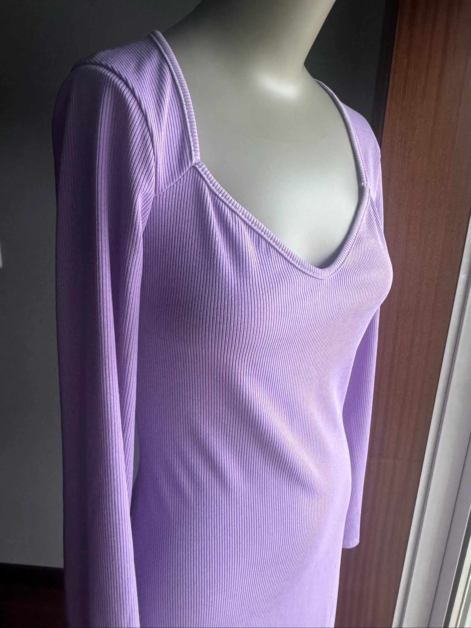Lilac Ribbed Dress New One Size (fits S/M) Long Sleeve Elegant – photo 3